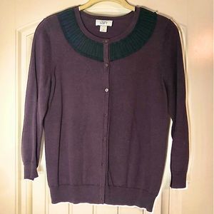 Ann Taylor Loft Long Sleeve Purple Button Down Cardigan- Size M- New Without Tag